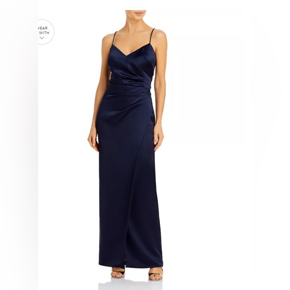Aqua Satin Ruched Gown